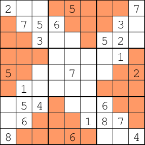 An example four pyramids sudoku puzzle