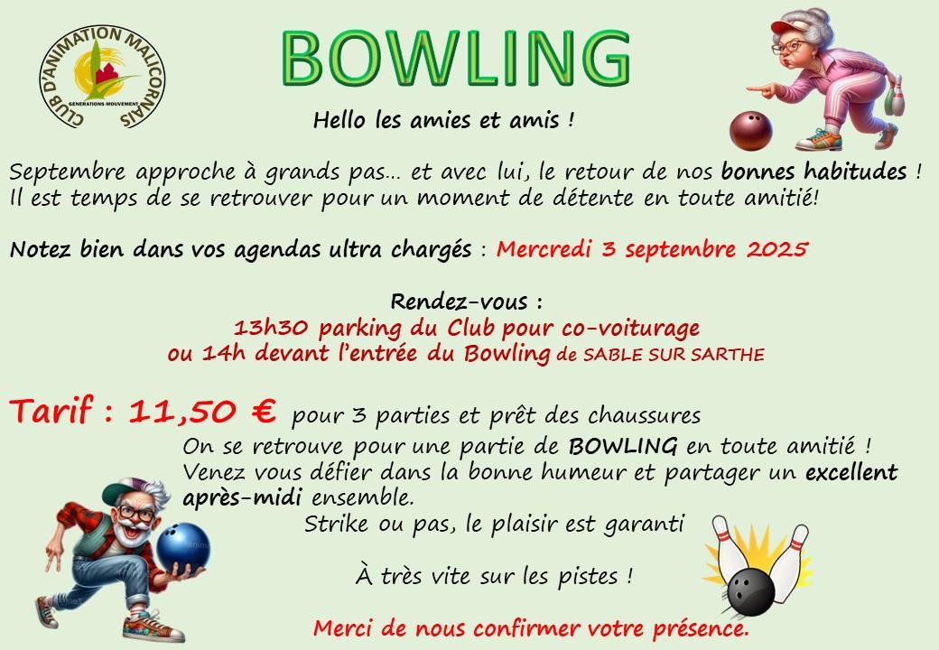 Bowling du 3 septeembre 2025