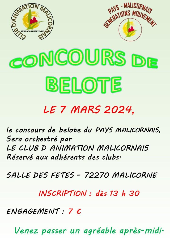 Concours de belote du 7 mars 2024