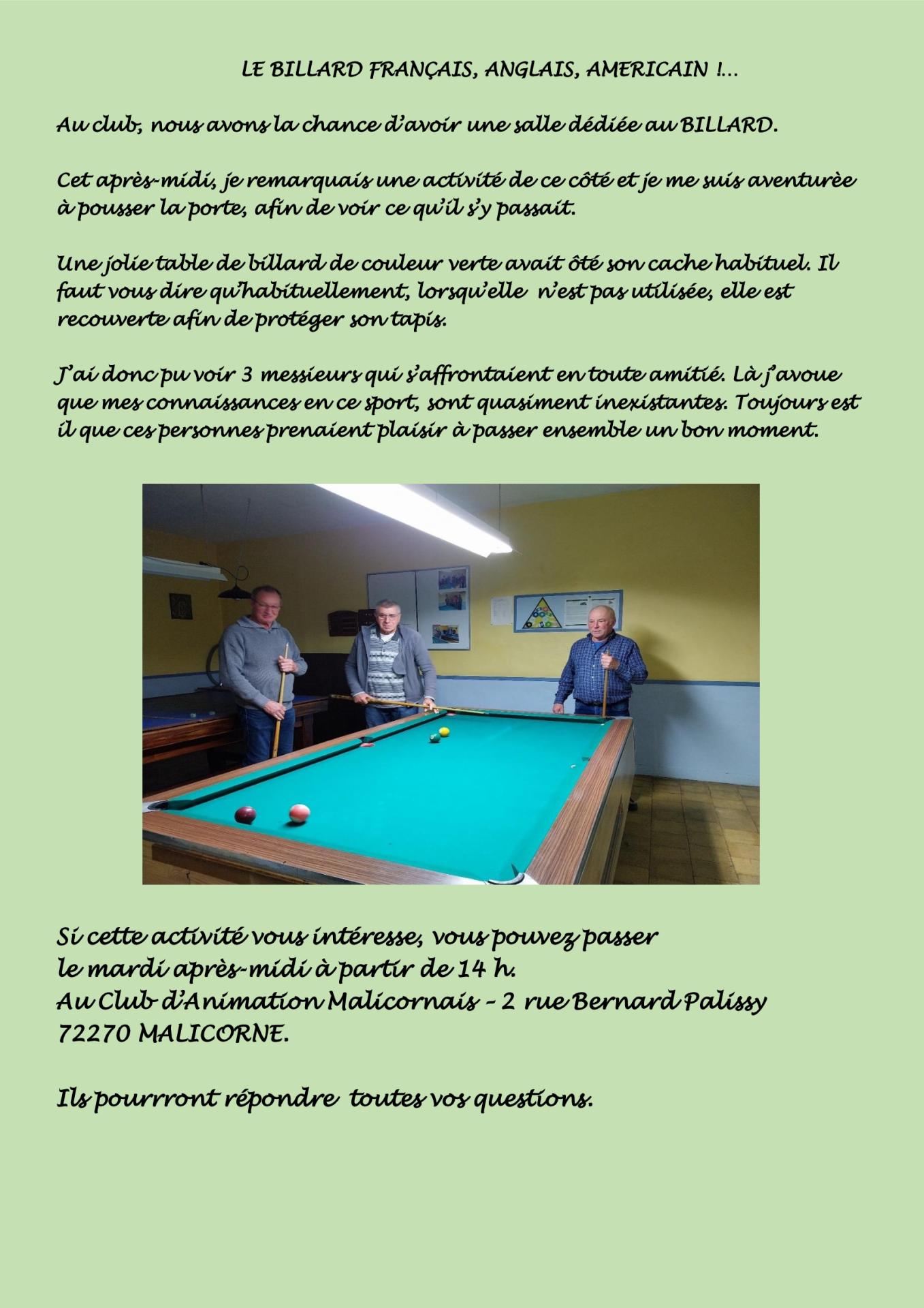 Le billard francais 1