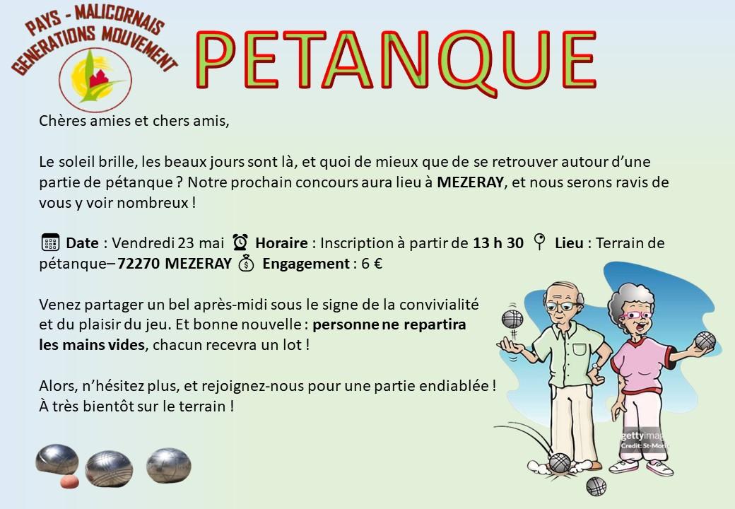 Petanque mezeray du 23 mai 2025