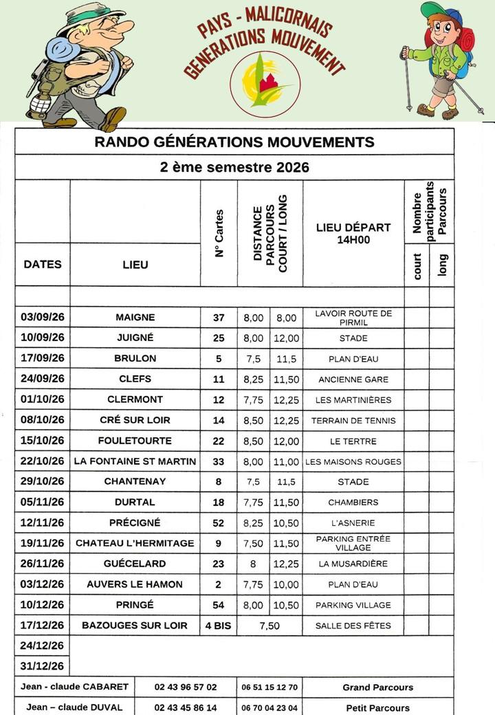 Rando 2eme semestre 2026