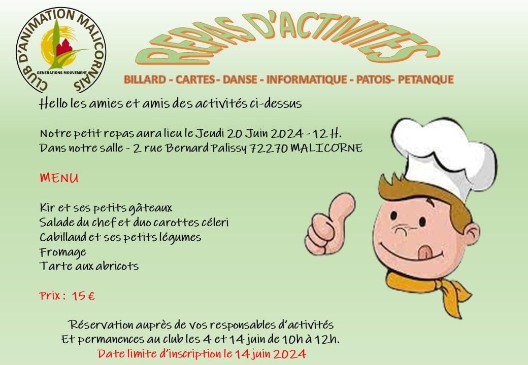 Repas d activites 20 juin 2024