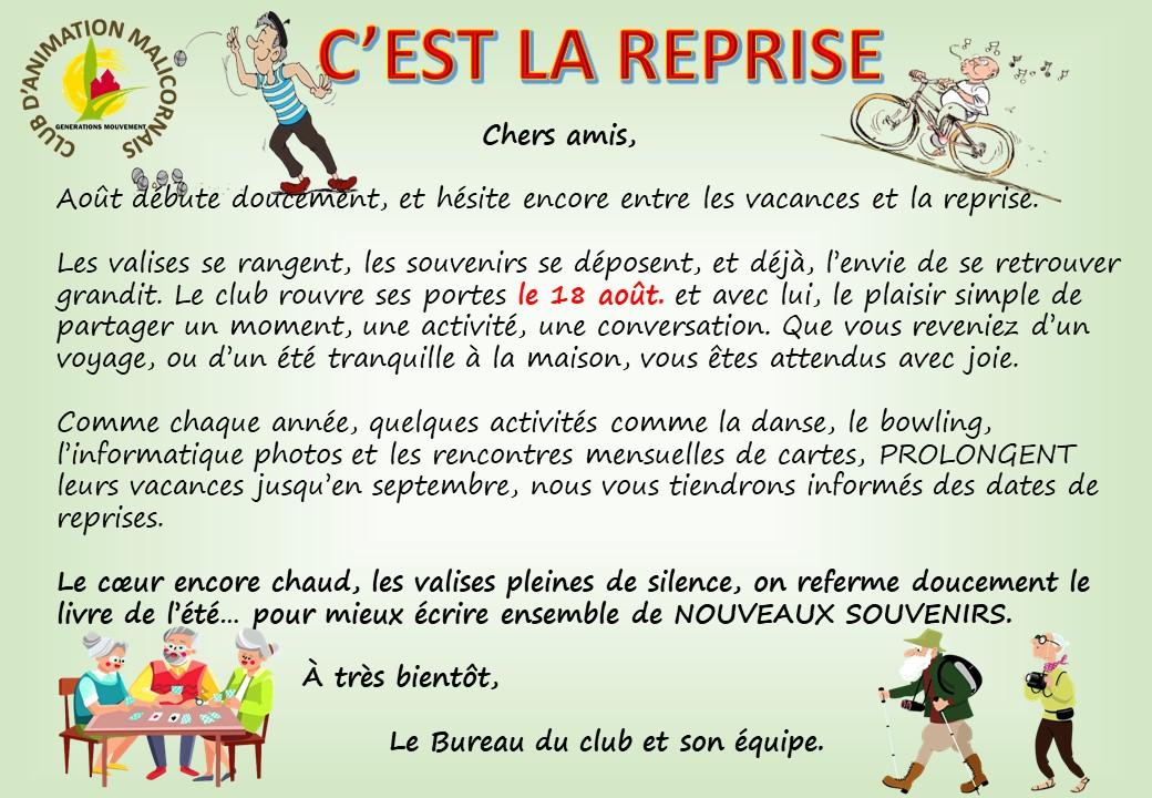 Reprise aout 2025